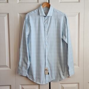 Calvin Klein Men's Blue Regular Fit Button Down Shirt Size 15 32/33 Pima Cotton